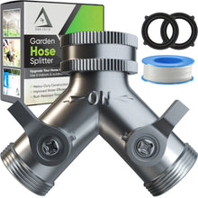 Load image into Gallery viewer, Heavy Duty 2 Way Hose Splitter (Superior Durability Nickel Plated Brass)