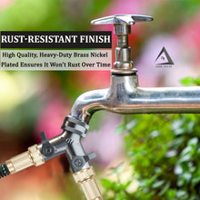 Load image into Gallery viewer, Heavy Duty 2 Way Hose Splitter (Superior Durability Nickel Plated Brass)