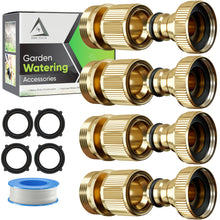 Load image into Gallery viewer, Quick Connect Garden Hose Fittings, Male and Female Solid Brass Adapter
