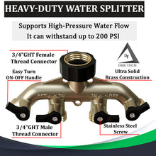 Load image into Gallery viewer, Heavy Duty 4 Way Hose Splitter (Premium Brass for Superior Durability)
