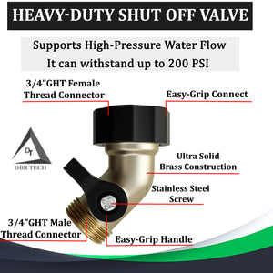 Heavy Duty Shut Off Valve (Premium Brass for Superior Durability), Elbow