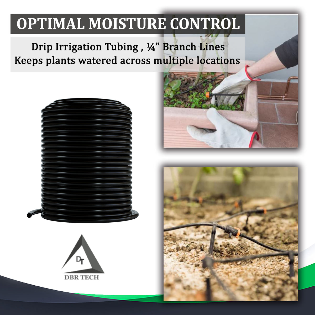 1/4 Drip Irrigation Tubing, 200 Feet, Flexible PVC Plastic Drip Irriga ...