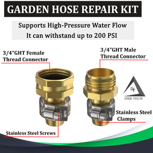 Heavy Duty Hose Repair Kit, 3/4 Inch Male Female Water Hose Repair End