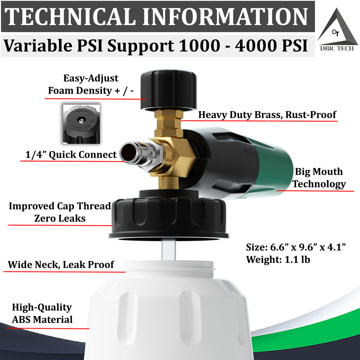 Foam Cannon for Pressure Washer, Wide Neck Adjustable, 1 L Soap Bottle ...